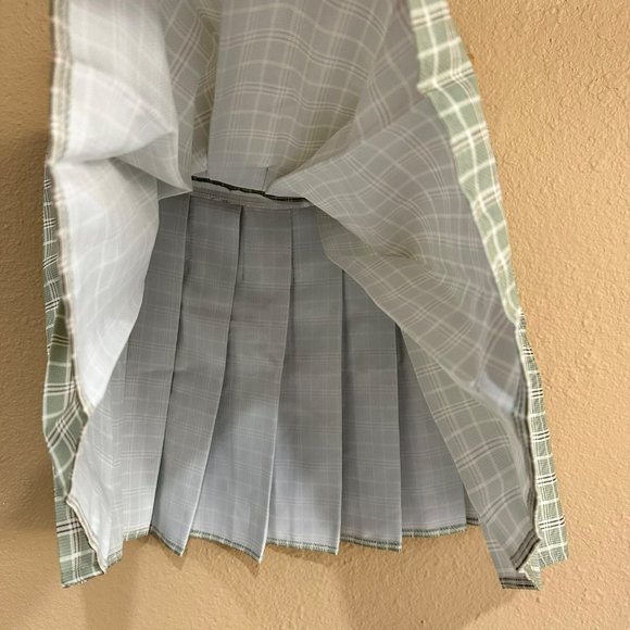 Unbranded Mint Green Women's Pleated Plaid Preppy School Girl Kawaii Skirt Size - Picture 4 of 6